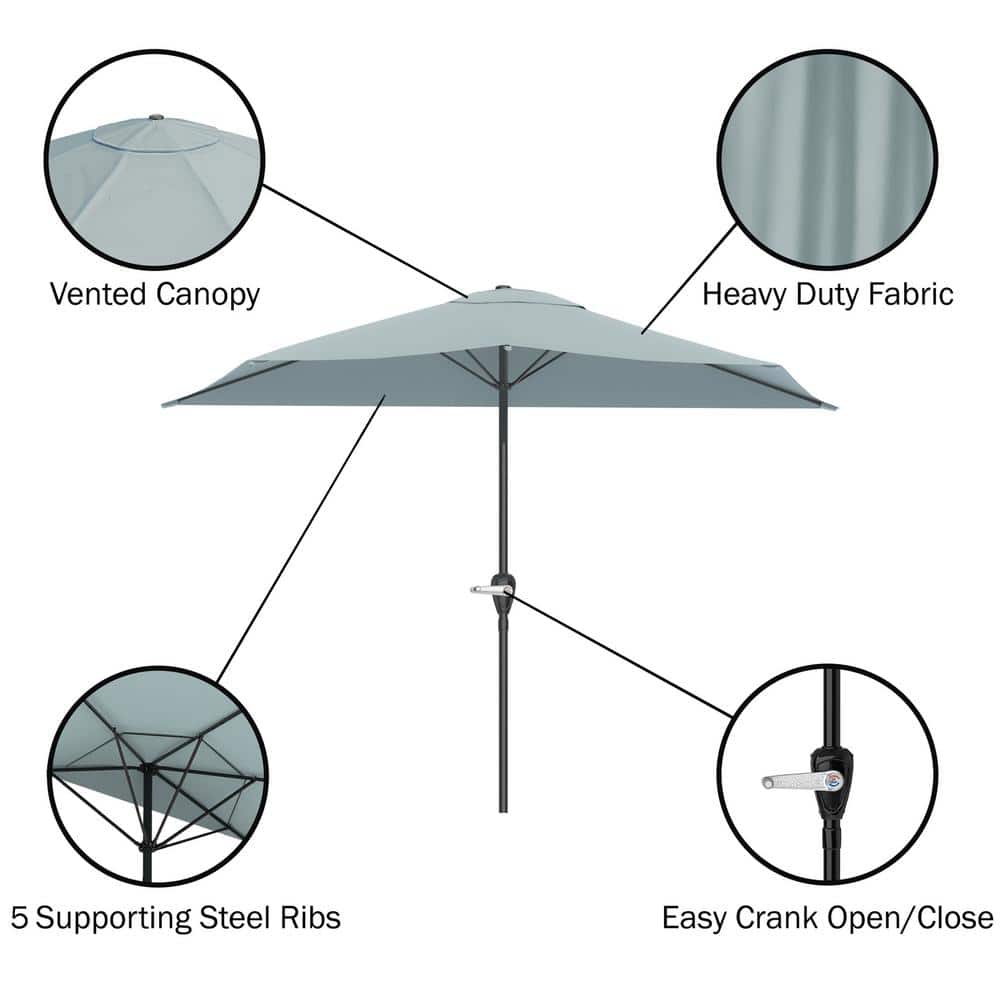 Dusty Green 9ft Rectangular Market Umbrella with Black Aluminum Pole