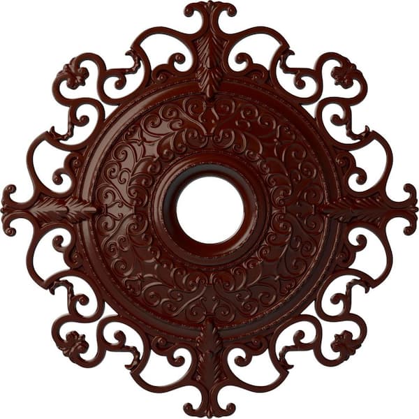 Ekena Millwork 2-7/8" x 38-3/8" x 38-3/8" Polyurethane Orleans Ceiling, Brushed Mahogany