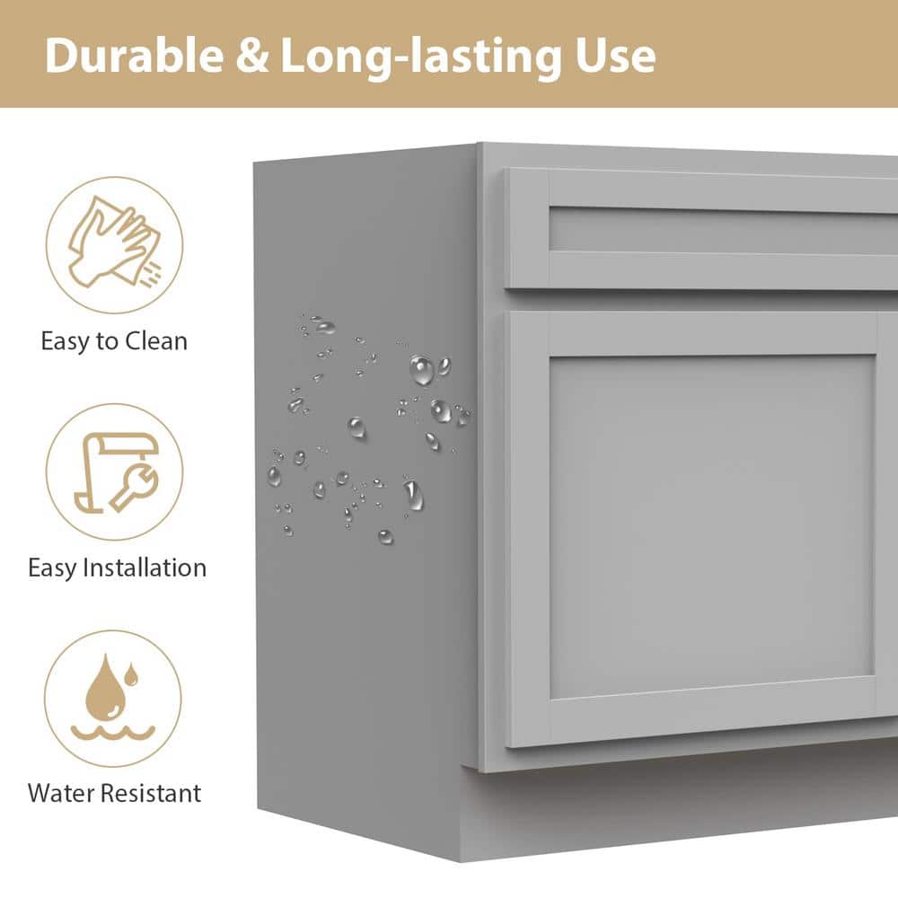 Gray Painted Freestanding Bathroom Vanity Cabinet with Shelves