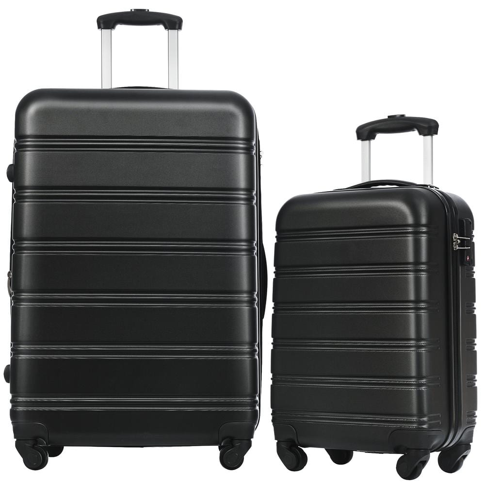 Merax Black 2-Piece Expandable ABS Hardshell Spinner Luggage Set with ...