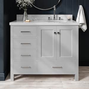 Cambridge 43 in. W x 22 in. D x 36 in. H Bath Vanity in Grey with Carrara White Marble Top