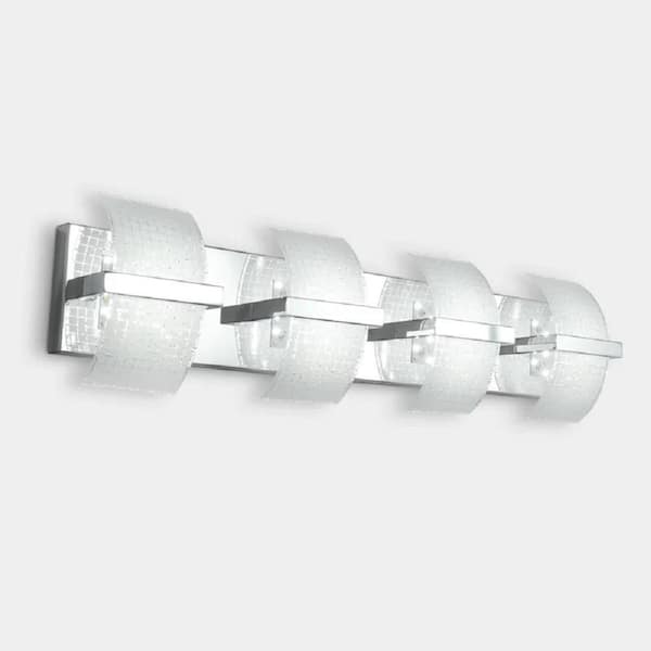 Unbranded 4-Light LED Vanity Light Bathroom Lights Over Mirror Vanity Lights Bathroom Wall Sconce Silver Indoor Sconce With LED