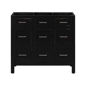 35.4 in. W x 17.8 in. D x 33 in. H Freestanding Bath Vanity Cabinet without Top in Black