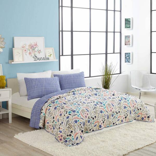 MAKERS COLLECTIVE WILDWOOD PURPLE FULL QUEEN COTTON QUILT SET 3 PIECE BY ELIZABETH OLWEN