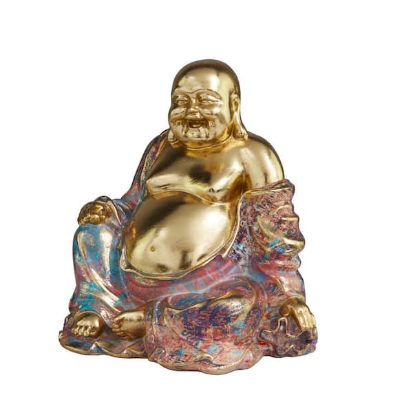 Litton Lane 9 in. x 11 in. Multi Colored Resin Buddha Sculpture