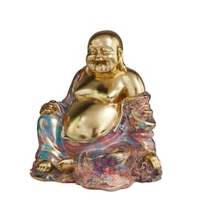9 in. x 11 in. Multi Colored Resin Buddha Sculpture