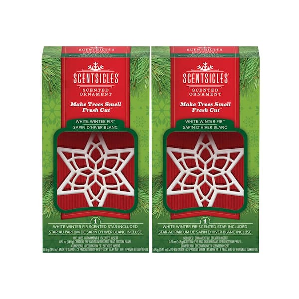 Scented Star Ornament, White Winter Fir, 2-Pack