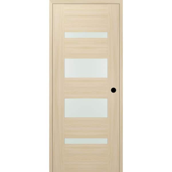 Belldinni Vona 07-01 28 in. x 80 in. Left-Hand 4-Lite Frosted Glass Loire Ash Composite Wood Single Prehung Interior Door