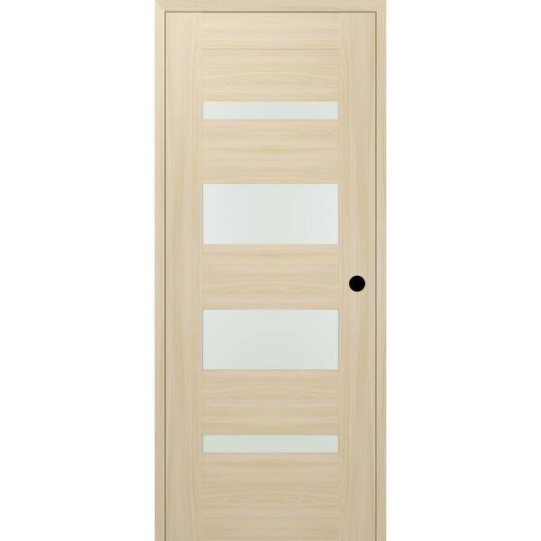 Belldinni Vona 07-01 24 in. x 96 in. Left-Hand 5-Lite Frosted Glass Loire Ash Composite Wood Single Prehung Interior Door