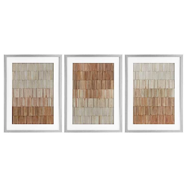 Tiled Terracotta Walls by Flora Kouta 3-Piece Gray Under Glass Framed Abstract Graphic Art Print 23 in. x 17 in.