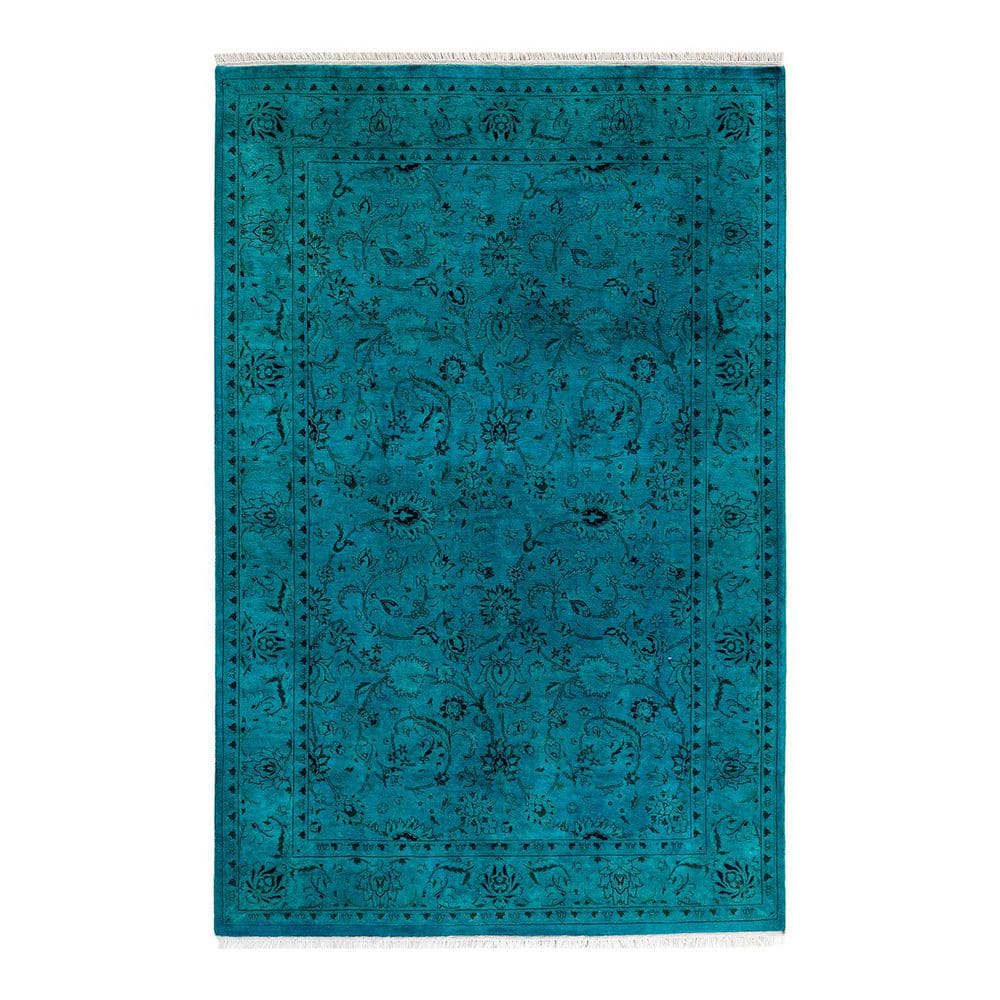 Overdyed Blue 4 ft. 2 in. x 6 ft. 4 in. Wool Indoor Area Rug price history on PriceWatchPro