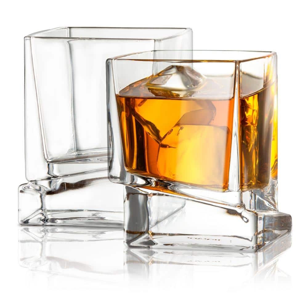 JoyJolt Carre Translucent Shatter Resistant Whiskey Glass Set of 4