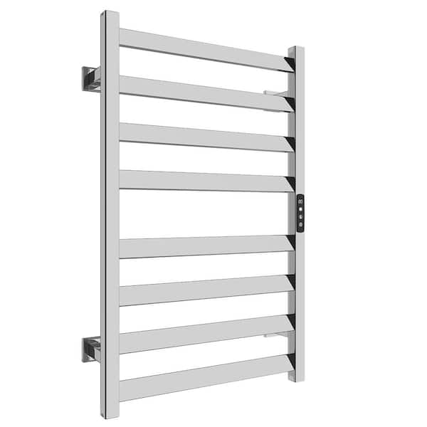 Electric Towel Warmer Wall Mount Heated Towel Rack 8 Bars Plug in Hardwired 304 Stainless Steel Mirror Polished