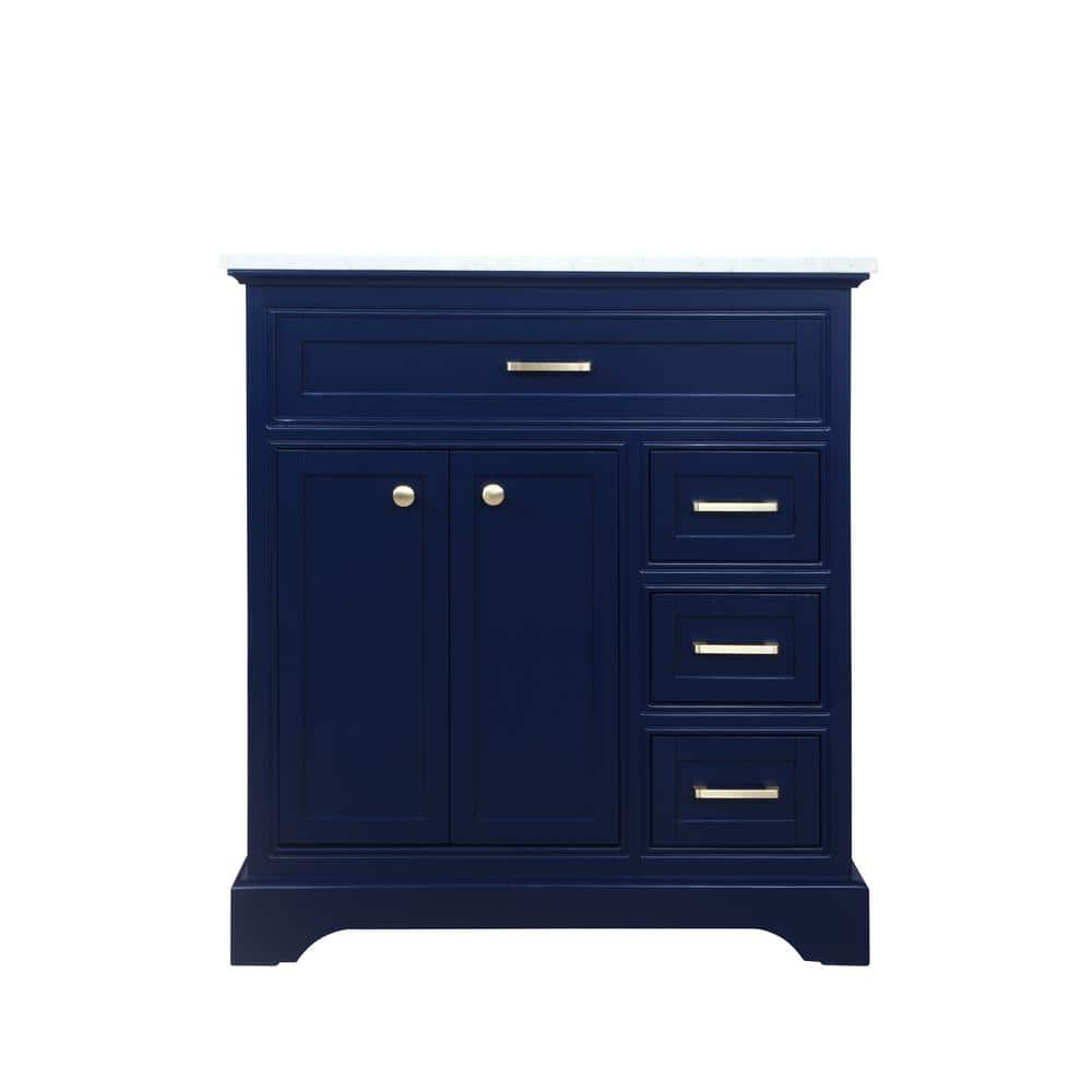 Simply Living 32 in. W x 21.5 in. D x 35 in. H Bath Vanity in Blue with Car