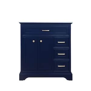 Simply Living 32 in. W x 21.5 in. D x 35 in. H Bath Vanity in Blue with Carrara White Marble Top
