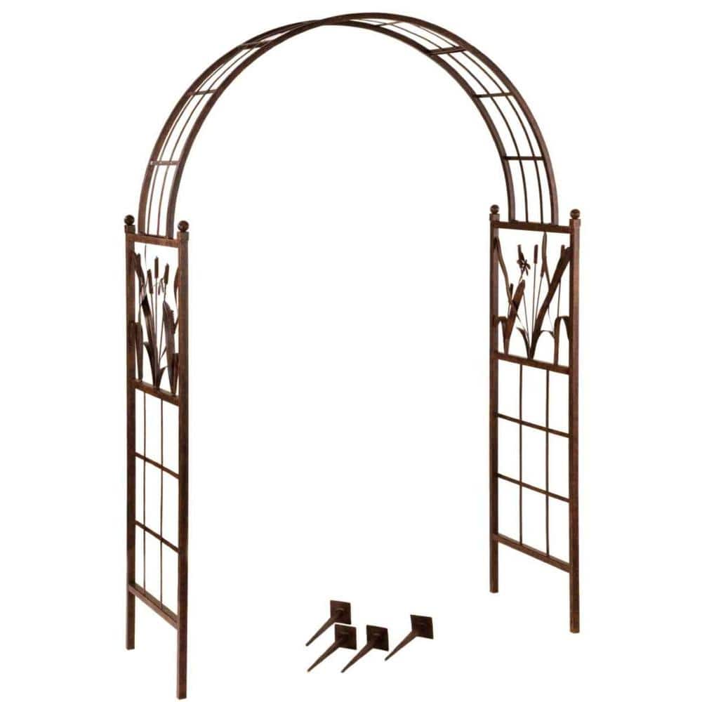 Deer Park 57 in. Wide Garden Arch with Dragonfly Motif Complete with ...