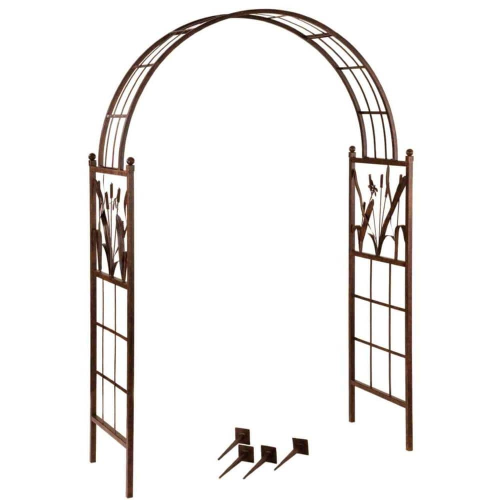 Deer Park 57 in. Wide Garden Arch with Dragonfly Motif Complete with