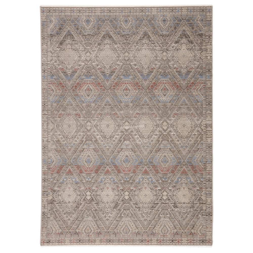 Shayan Gray/Blue 5 ft. 3 in. x 7 ft. 6 in. Tribal Rectangle Area Rug