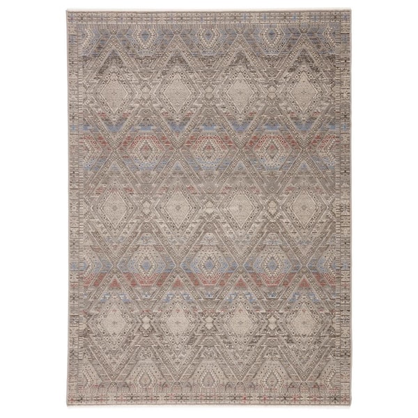 Unbranded Shayan Gray/Blue 5 ft. 3 in. x 7 ft. 6 in. Tribal Rectangle Area Rug