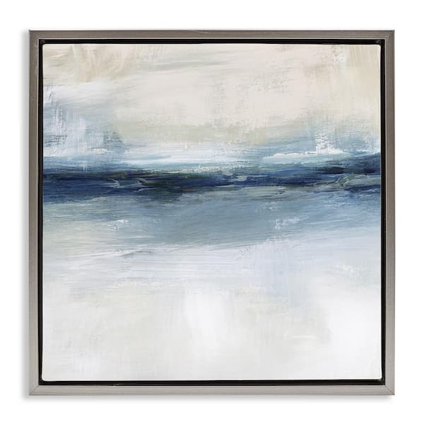 Timeless Nautical Gloomy Sea Abstract by Nina Blue Gray Floater Frame Graphic Art Print Abstract 18 in. x 18 in.