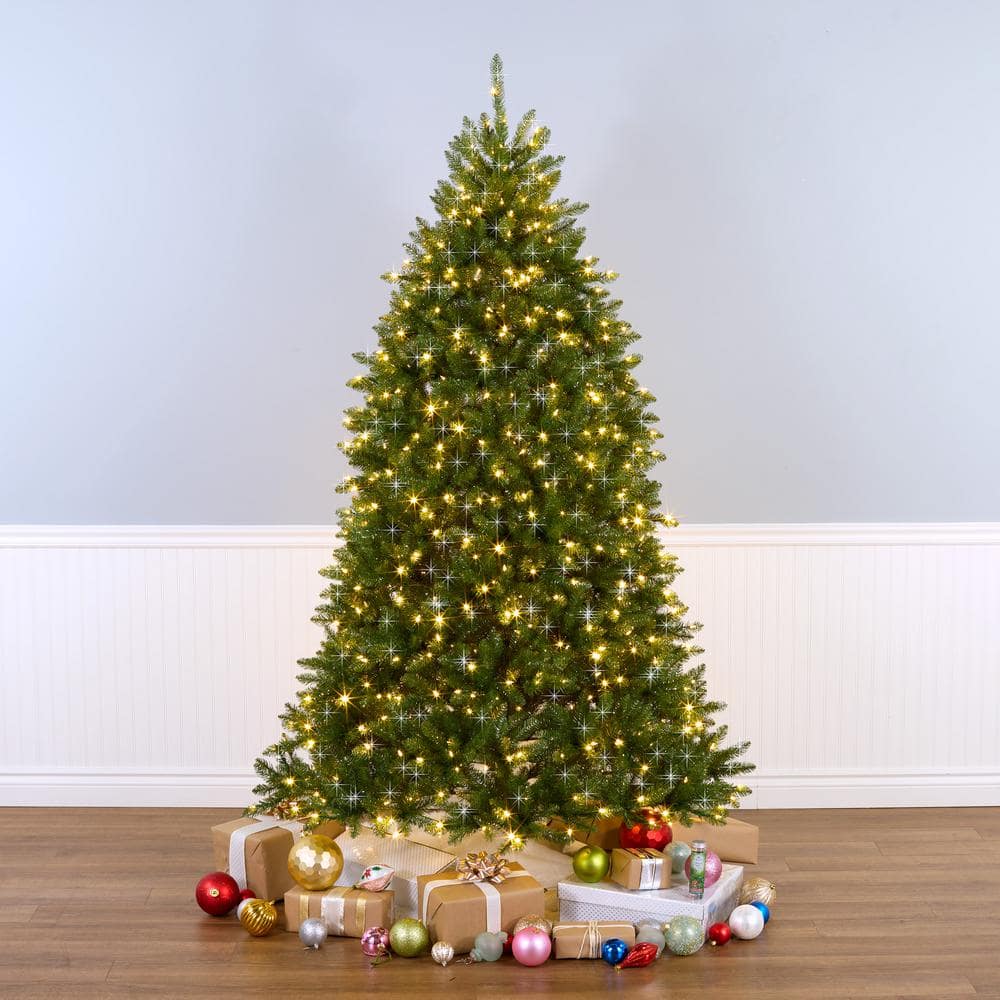 7.5ft Pre-lit Green Fir Artificial Christmas Tree with LED Lights