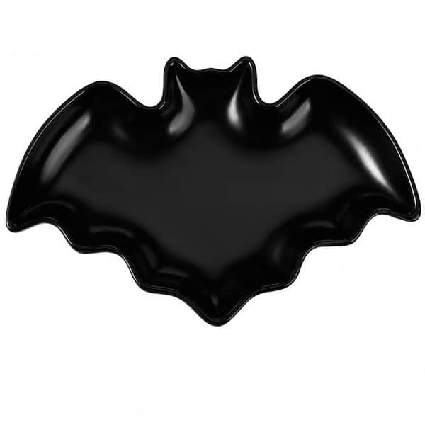 Ceramic Bat Shaped Black Gothic Spoon Rest for Kitchen Counter and Stove Top Utensils 4.33