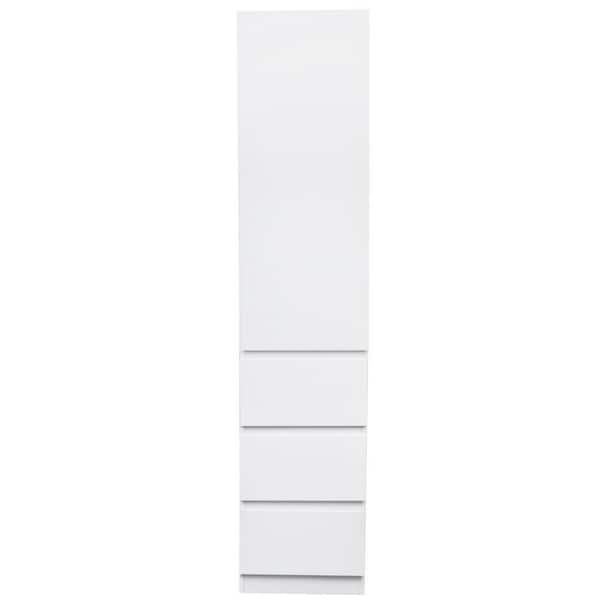 Kitchen Pantry Storage Cabinet, Food Pantry Cabinet with 1 Door, Shelves and 3 Drawers-White