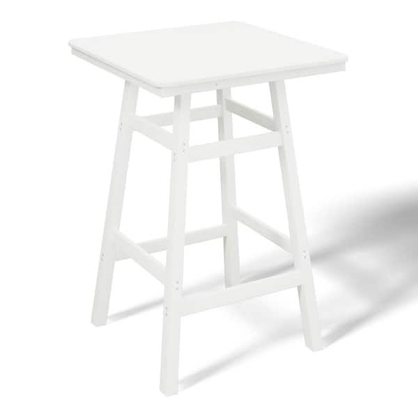 WESTIN OUTDOOR Laguna 30 in. Square HDPE Plastic All Weather Outdoor Patio Bar Height High Top Pub Table in White