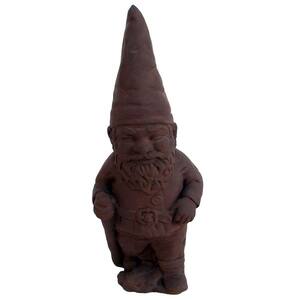 Cast Stone Hiking Gnome Garden Statue - Dark Walnut