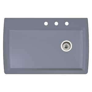 Diamond Dual-Mount Granite 33.5 in. 3-Hole Single Bowl Kitchen Sink in Metallic Gray