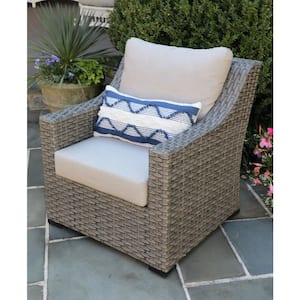 Alder Grey Stationary Wicker Outdoor Lounge Chair with Sunbrella Cast Ash Cushion (1-Piece)