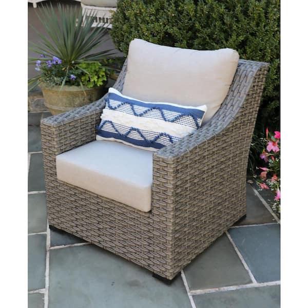 Canopy Alder Grey Stationary Wicker Outdoor Lounge Chair with Sunbrella Cast Ash Cushion (1-Piece)