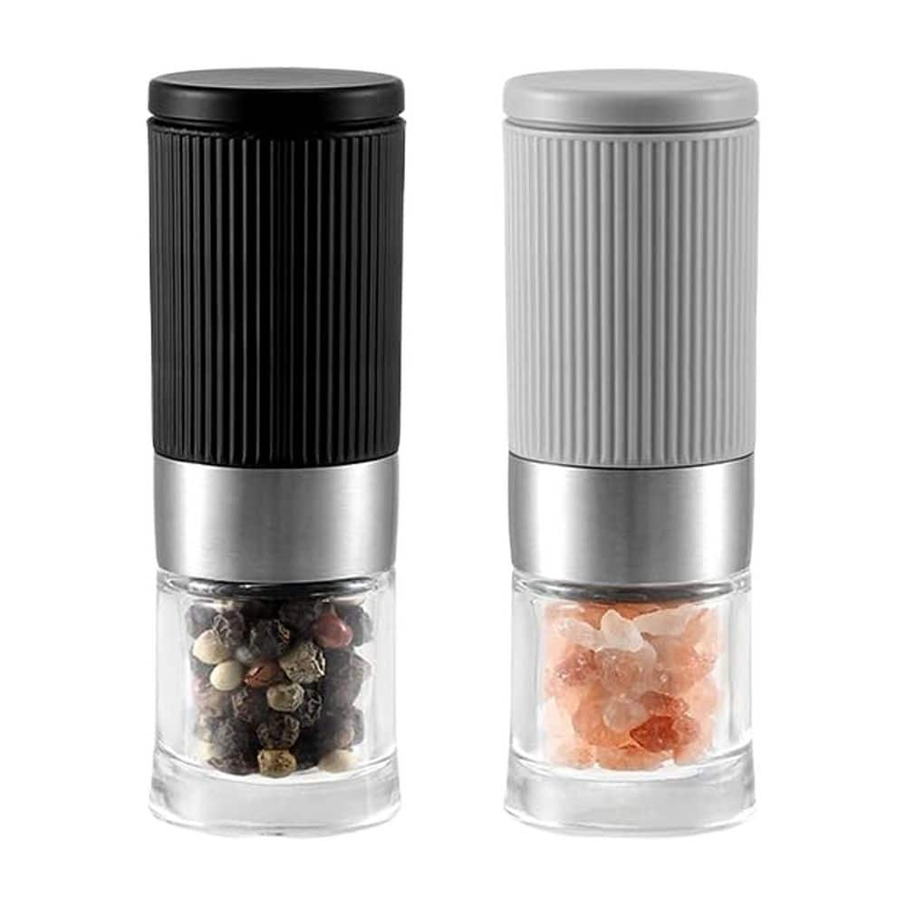 Mini Salt and Pepper Grinder Set, Adjustable Ceramic Core with Funnel and Storage Bag for Kitchen, Outdoor, Party - Thumbnail 2