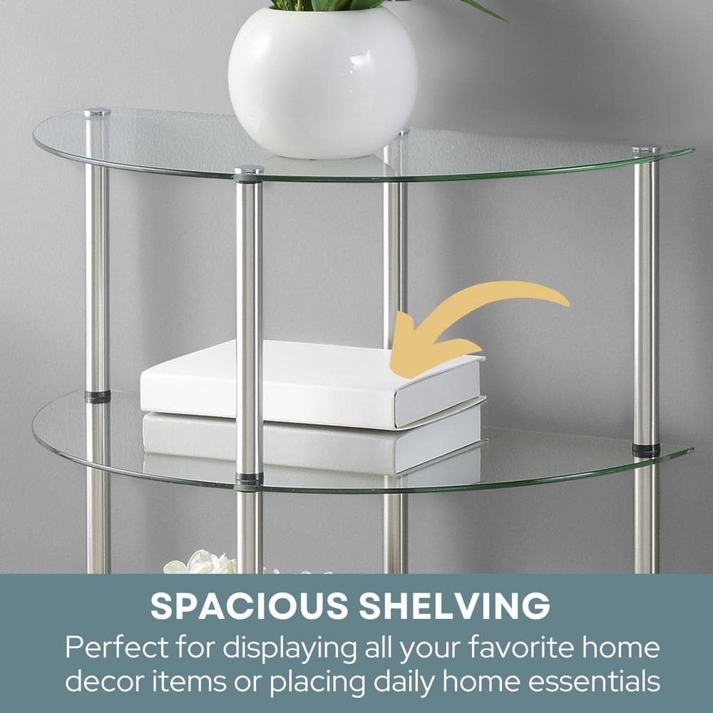Elysian Chrome-Finished Stainless Steel and Clear Glass Console Table