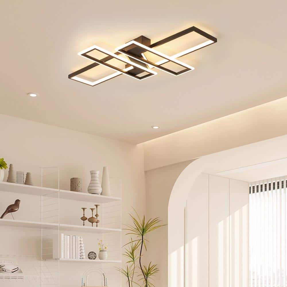 Black Aluminum Geometric LED Dimmable Ceiling Light