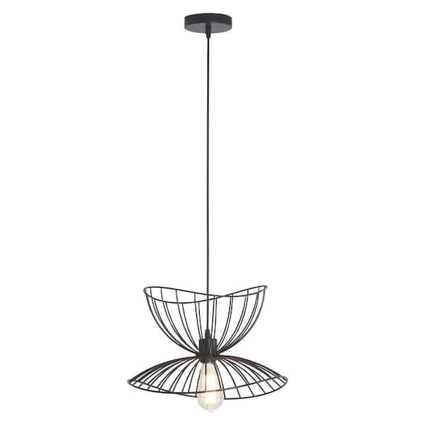 UMEILUCE 60-Watt 1 Light Farmhouse Black Hanging Pendant Light for Kitchen Island Dining Room Foyer, with E26 Bulb Base