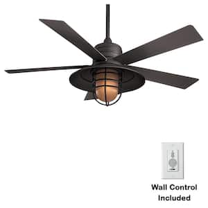 Rainman 54 in. LED Indoor/Outdoor Oil Rubbed Bronze Ceiling Fan with Light and Wall Control