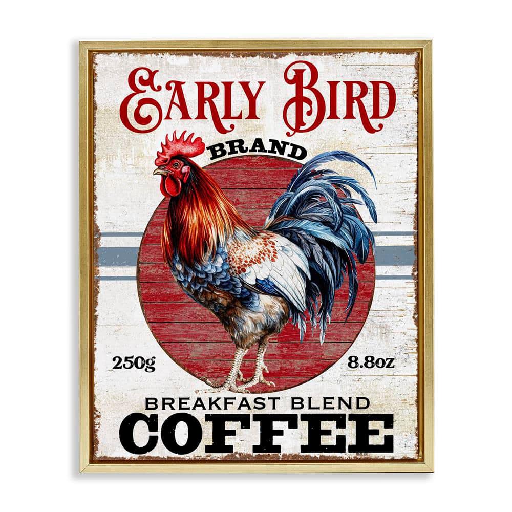 Vintage Early Bird Coffee by Creatif Belle Gold Floater Frame Food Graphic Art Print 21 in. x 17 in. price history on PriceWatchPro