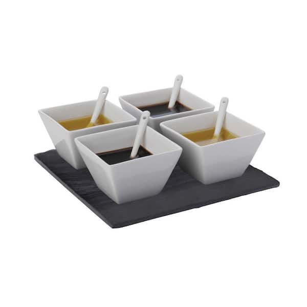 Maxwell & Williams 9-Piece Square White Basics Slate Dipping Set