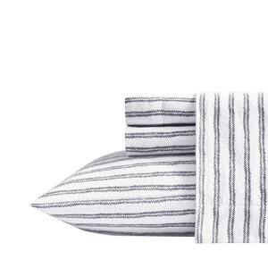 Striped Chevron 3-Piece Gray Cotton Flannel Twin XL Sheet Set