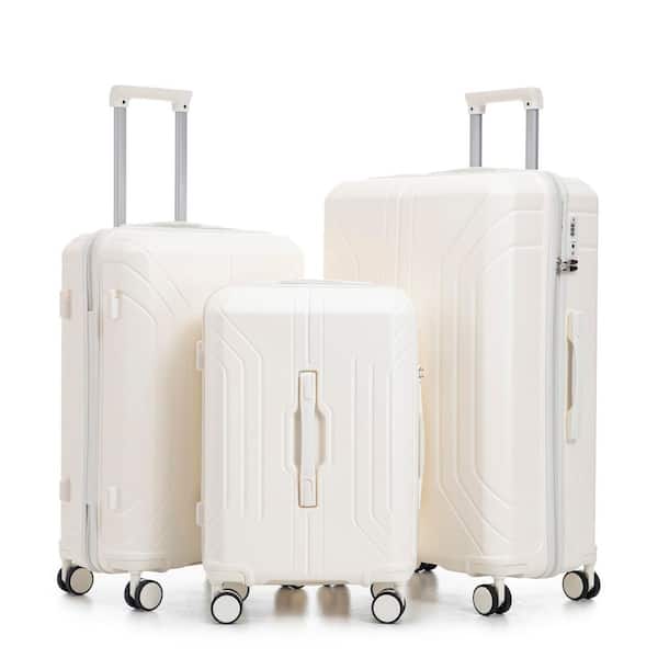 Tatahance 3-Piece White ABS Hardside Spinner Luggage Set with TSA Combination Lock and Side Handle (20 in. /24 in. /28 in. )