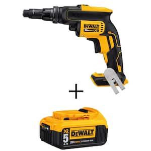 20V MAX XR Cordless Brushless Drywall Screw Gun with Versa-Clutch Adjustable Torque and (1) 20V Premium 5.0Ah Battery