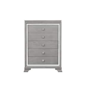 Padua Washed Gray 5-Drawer 36 in. W Chest of Drawers