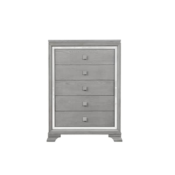 AndMakers Padua Washed Gray 5-Drawer 36 in. W Chest of Drawers