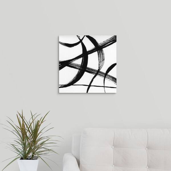 Black & white strokes 5' by Iris Lehnhardt Framed Canvas Wall Art