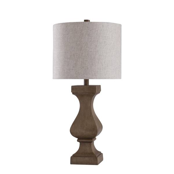 StyleCraft 29.25 in. Brushed Taupe Table Lamp with Natural Fabric Shade