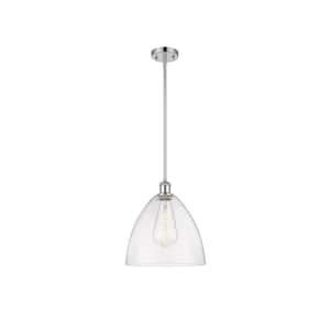 Bristol Glass 60-Watt 1 Light Polished Chrome Shaded Mini Pendant Light with Seeded glass Seeded Glass Shade