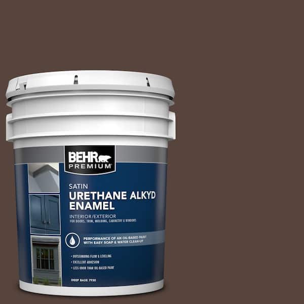 BEHR PREMIUM 5 gal. #BXC-78 Cordovan Leather Urethane Alkyd Satin Enamel Interior/Exterior Paint