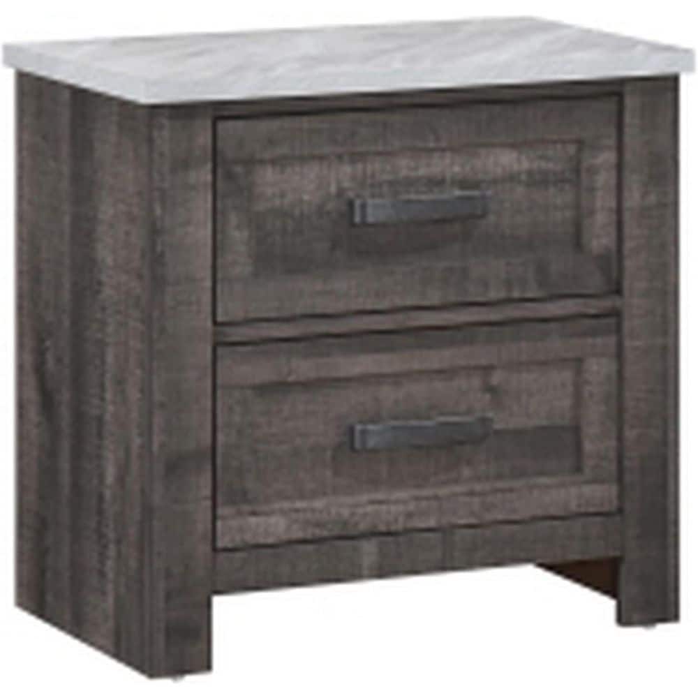 Gray/White 2 Drawer 16 in. W Nightstand with Sturdy Hardware and Ample Storage
