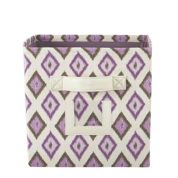 Home Decorators Collection 10.75 in. W x 11 in. H Carnival Grape Fabric Storage Bin with Handle